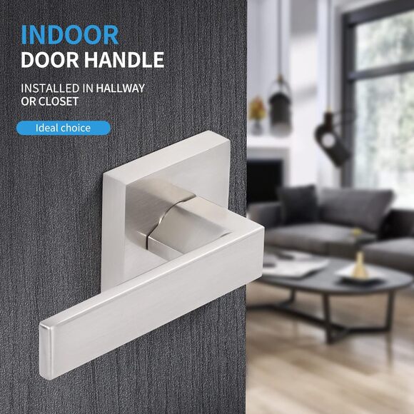 Passage Door Handle Satin Nickel Closet Passage Door Handle Lever Interior 4pk - Picture 3 of 6